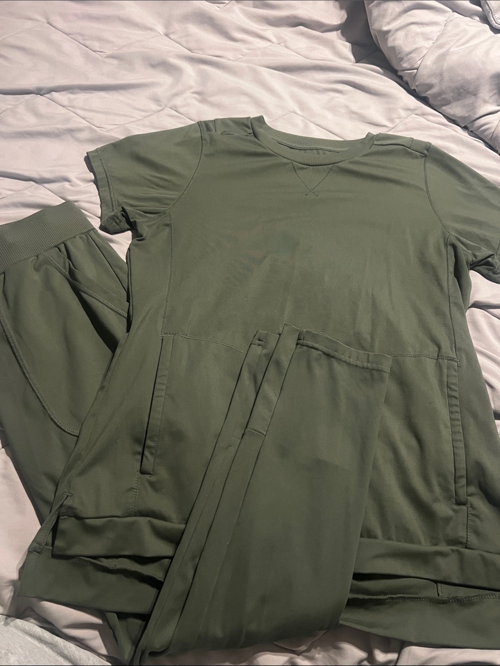 Olive Green Women's scrub set Relaxed Fit top and jogger style